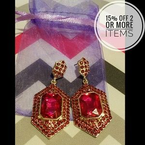 Pink & Silver Dangling Earrings With Purple Pouch